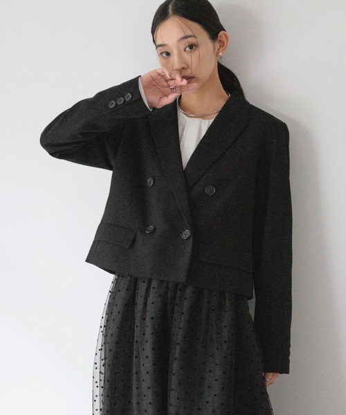 LOWRYS FARM（ローリーズファーム）の「ｄａｙｍｅショートジャケット 628093（テーラードジャケット・レディース・ブラック/ネイビー・MEDIUM/LARGE）」の7枚目の写真