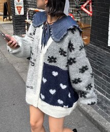 HELLO.SANFRANCISCO（ハローサンフランシスコ）の「★【HELLO.SANFRANCISCO/ハローサンフランシスコ】ジャガードッドッキングハート釦カーデ（カーディガン/ボレロ）」