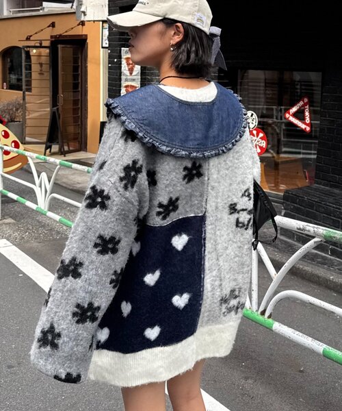 HELLO.SANFRANCISCO(ハローサンフランシスコ)の「★【HELLO.SANFRANCISCO/ハローサンフランシスコ】ジャガードッドッキングハート釦カーデ(カーディガン/ボレロ・レディース・ピンク/パープル/オフホワイト・ONE SIZE)」の10枚目の写真