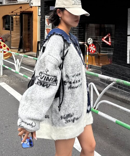 HELLO.SANFRANCISCO(ハローサンフランシスコ)の「★【HELLO.SANFRANCISCO/ハローサンフランシスコ】ジャガードッドッキングハート釦カーデ(カーディガン/ボレロ・レディース・ピンク/パープル/オフホワイト・ONE SIZE)」の11枚目の写真