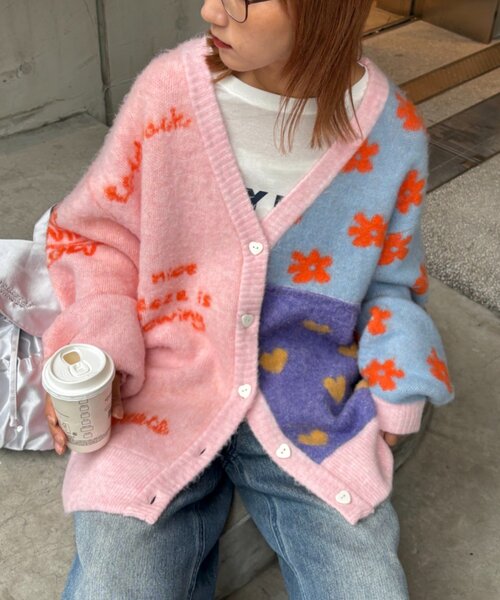 HELLO.SANFRANCISCO(ハローサンフランシスコ)の「★【HELLO.SANFRANCISCO/ハローサンフランシスコ】ジャガードッドッキングハート釦カーデ(カーディガン/ボレロ・レディース・ピンク/パープル/オフホワイト・ONE SIZE)」の16枚目の写真