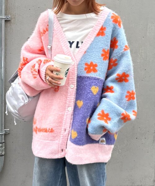 HELLO.SANFRANCISCO(ハローサンフランシスコ)の「★【HELLO.SANFRANCISCO/ハローサンフランシスコ】ジャガードッドッキングハート釦カーデ(カーディガン/ボレロ・レディース・ピンク/パープル/オフホワイト・ONE SIZE)」の17枚目の写真