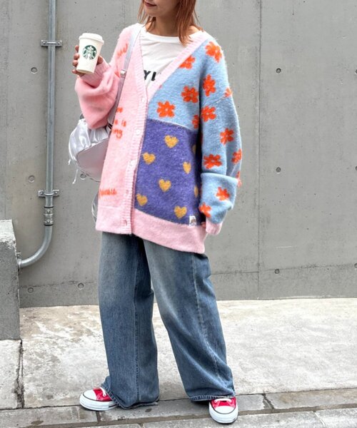 HELLO.SANFRANCISCO(ハローサンフランシスコ)の「★【HELLO.SANFRANCISCO/ハローサンフランシスコ】ジャガードッドッキングハート釦カーデ(カーディガン/ボレロ・レディース・ピンク/パープル/オフホワイト・ONE SIZE)」の22枚目の写真