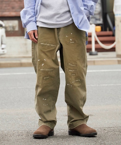 Liberaiders(リベレイダース)の「Liberaiders/リベレイダース REPAIRED CANVAS WORK PANTS ウォッシュ加工 テーパード ペインターパンツ(チノパンツ・メンズ・チャコール/オリーブ・30/32/34)」の2枚目の写真