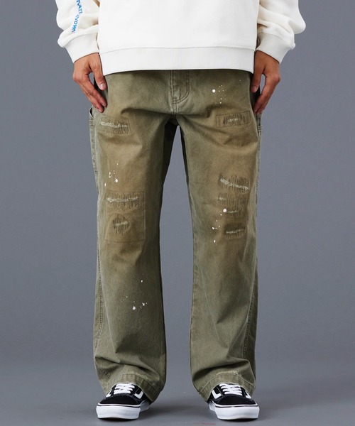 Liberaiders(リベレイダース)の「Liberaiders/リベレイダース REPAIRED CANVAS WORK PANTS ウォッシュ加工 テーパード ペインターパンツ(チノパンツ・メンズ・チャコール/オリーブ・30/32/34)」の8枚目の写真