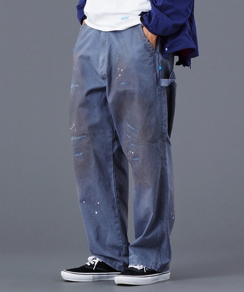 Liberaiders(リベレイダース)の「Liberaiders/リベレイダース REPAIRED CANVAS WORK PANTS ウォッシュ加工 テーパード ペインターパンツ(チノパンツ・メンズ・チャコール/オリーブ・30/32/34)」の4枚目の写真