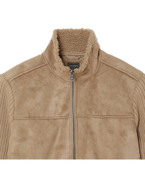 Guess(ゲス)の「Long Sleeves Mn Suede Mix River Jacket ブルゾン(ブルゾン・メンズ・ベージュ・MEDIUM/SMALL/LARGE/X-LARGE)」の3枚目の写真
