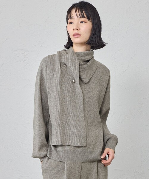 CAST:（キャストコロン）の「【セットアップ対応】マフラードッキングニット（ニット/セーター・レディース・ピンク系その他2/ネイビー/オフホワイト/グレー・M）」の2枚目の写真