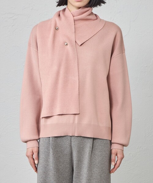 CAST:（キャストコロン）の「【セットアップ対応】マフラードッキングニット（ニット/セーター・レディース・ピンク系その他2/ネイビー/オフホワイト/グレー・M）」の9枚目の写真