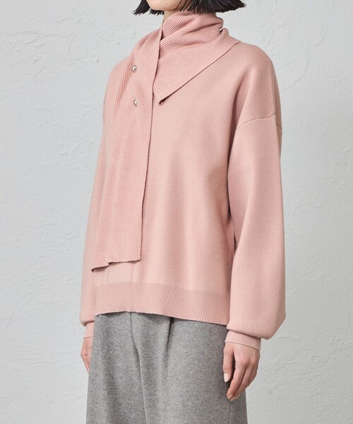 CAST:（キャストコロン）の「【セットアップ対応】マフラードッキングニット（ニット/セーター・レディース・ピンク系その他2/ネイビー/オフホワイト/グレー・M）」の10枚目の写真