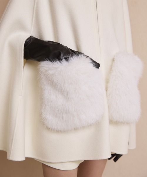 セール】ファーポケットスカラップマントコート（その他アウター