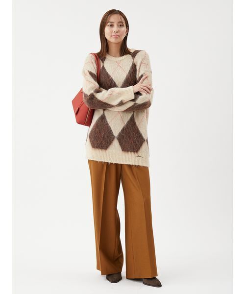 セール】アルパカ混アーガイルミニニットワンピース（ワンピース