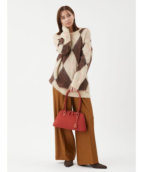 アルパカ混アーガイルミニニットワンピース（ワンピース）｜Mila Owen