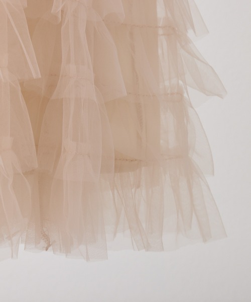 Seemi. byNICECLAUP（ シーミーバイナイスクラップ）の「【Seemi.】チュールロングスカート（スカート・レディース・ベージュ/オフホワイト・FREE）」の5枚目の写真