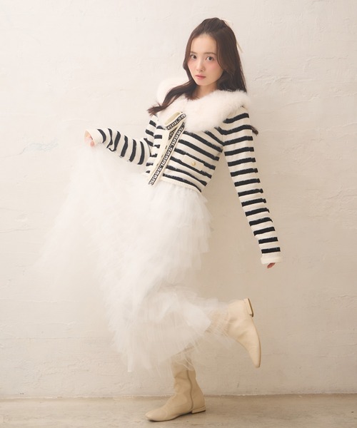 Seemi. byNICECLAUP（ シーミーバイナイスクラップ）の「【Seemi.】チュールロングスカート（スカート・レディース・ベージュ/オフホワイト・FREE）」の10枚目の写真