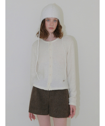 Ribbed Round Cardigan, Cream