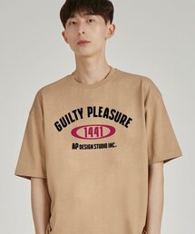 ギルティプレジャー ラウンドネック 15番手 綿 半袖Tシャツ_ベージュ