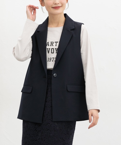 Honeys（ハニーズ）の「【ストレッチ・ウォッシャブル・イージーケア】テーラードジレ（ベスト・レディース・ブラック/ライトグレー系1/ネイビー・3L/L/LL/M/S）」の3枚目の写真