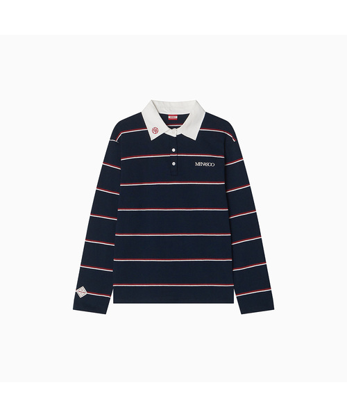 MENASOO(ミナス)の「MNS Striped Cotton Collar T Shirt_Navy(ポロシャツ・レディース・ネイビー・F)」の1枚目の写真