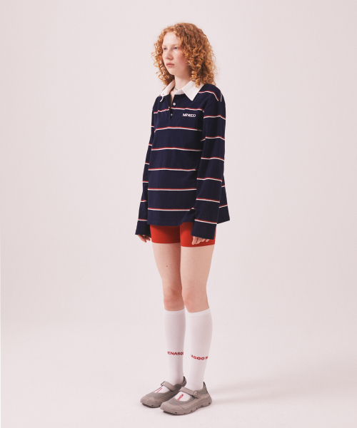 MENASOO(ミナス)の「MNS Striped Cotton Collar T Shirt_Navy(ポロシャツ・レディース・ネイビー・F)」の5枚目の写真