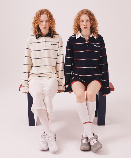 MENASOO(ミナス)の「MNS Striped Cotton Collar T Shirt_Navy(ポロシャツ・レディース・ネイビー・F)」の7枚目の写真