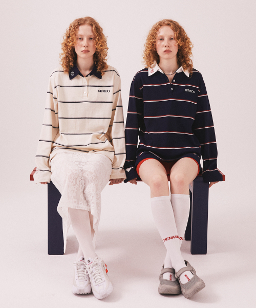 MENASOO(ミナス)の「MNS Striped Cotton Collar T Shirt_Navy(ポロシャツ・レディース・ネイビー・F)」の8枚目の写真