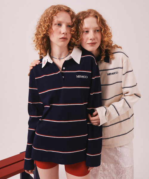 MENASOO(ミナス)の「MNS Striped Cotton Collar T Shirt_Navy(ポロシャツ・レディース・ネイビー・F)」の12枚目の写真