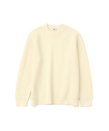 ワッフルクルーネックニット_IVORY