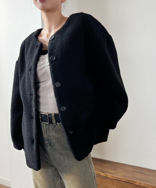GREENHOX（グリーンホックス）の「ボアノーカラーブルゾン（ブルゾン・レディース・ブラック・FREE）」の12枚目の写真