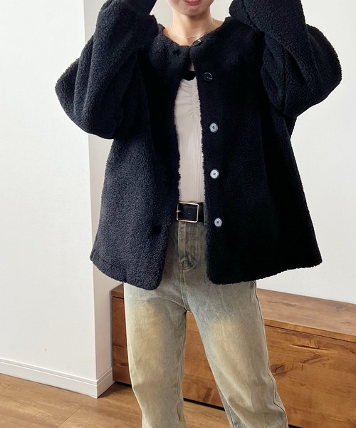 GREENHOX（グリーンホックス）の「ボアノーカラーブルゾン（ブルゾン・レディース・ブラック・FREE）」の14枚目の写真