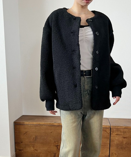 GREENHOX（グリーンホックス）の「ボアノーカラーブルゾン（ブルゾン・レディース・ブラック・FREE）」の18枚目の写真