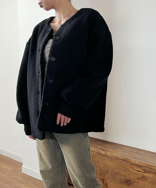 GREENHOX（グリーンホックス）の「ボアノーカラーブルゾン（ブルゾン・レディース・ブラック・FREE）」の19枚目の写真