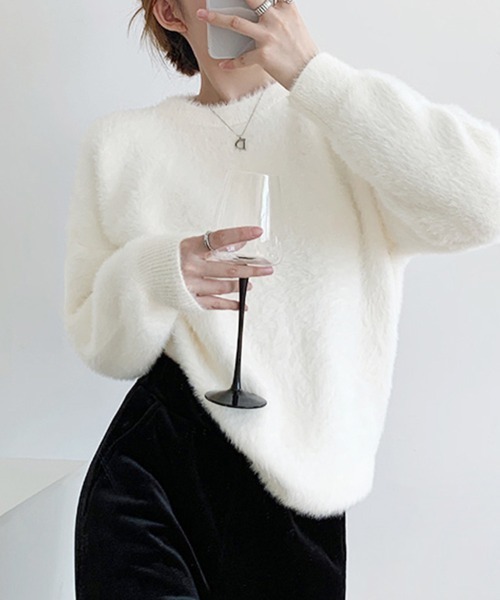 ReRe(リリ)の「ふわふわ素材ニットトップス(ニット/セーター・レディース・ダークベージュ/ライトイエロー/ロイヤルブルー/ミント/ダークパープル/ダークグレー/ライトグリーン/オレンジ/ピンク/オフホワイト/ブラウン/ブラック・FREE)」の13枚目の写真