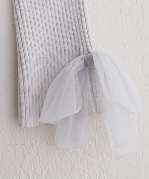 natural couture（ナチュラルクチュール）の「袖口チュールリボンニット（ニット/セーター・レディース・アイボリー/チャコールグレー/ピンク/ライトグレー・FREE）」の9枚目の写真