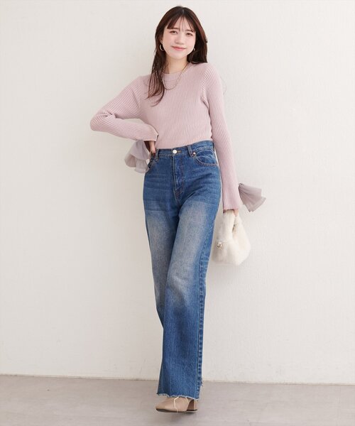 natural couture（ナチュラルクチュール）の「袖口チュールリボンニット（ニット/セーター・レディース・アイボリー/チャコールグレー/ピンク/ライトグレー・FREE）」の20枚目の写真