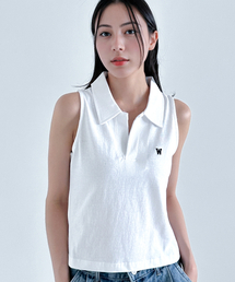 スリットカラークロップノースリーブTシャツ(ホワイト)
