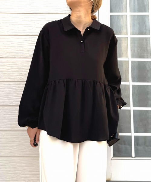 Q（キュー）の「ペプラムブラウス（シャツ/ブラウス・レディース・ブラック/アイボリー・MEDIUM）」の8枚目の写真