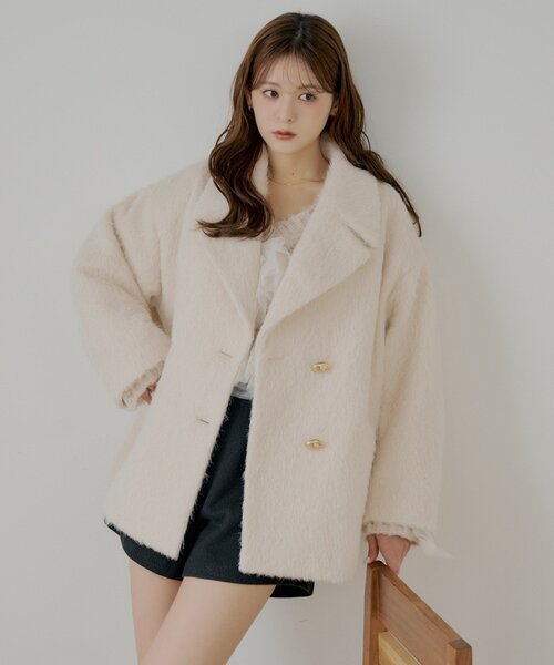 金ボタンシャギーミディジャケットコート（その他アウター）｜Chico