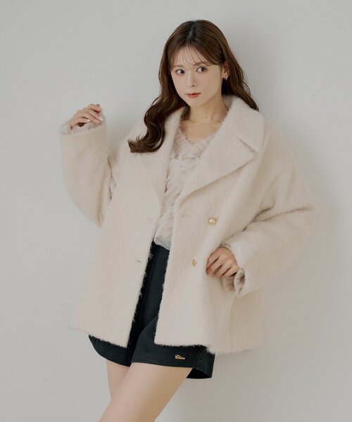 Chico（チコ）の「金ボタンシャギーミディジャケットコート（その他アウター・レディース・アイボリー/ブルー/チャコールグレー/ブラウン・FREE）」の10枚目の写真