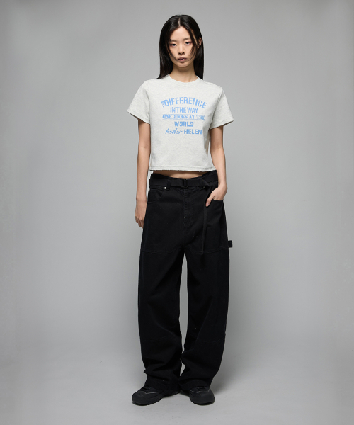 HEDER HELEN(ヘダーヘレン)の「(W) Difference damage crop half-T melange grey(Tシャツ/カットソー・レディース・その他・SMALL/MEDIUM)」の2枚目の写真