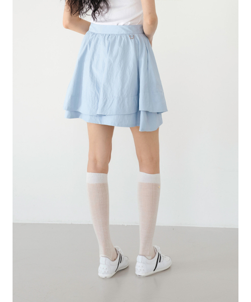 Shiny Double Flare Skirt S/BL