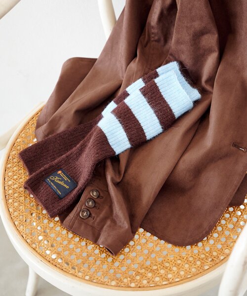 Kastane(カスタネ)の「ボーダーアームウォーマー(アームカバー・レディース・ブラウン/アイボリー・FREE)」の8枚目の写真