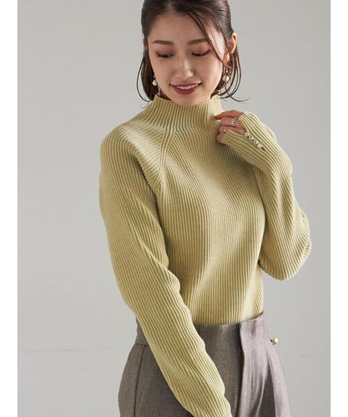 Te chichi（テチチ）の「モールリブスタンドネックニット（ニット/セーター・レディース・グリーン/チャコールグレー/オフホワイト・F）」の3枚目の写真