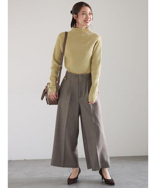 Te chichi（テチチ）の「モールリブスタンドネックニット（ニット/セーター・レディース・グリーン/チャコールグレー/オフホワイト・F）」の4枚目の写真