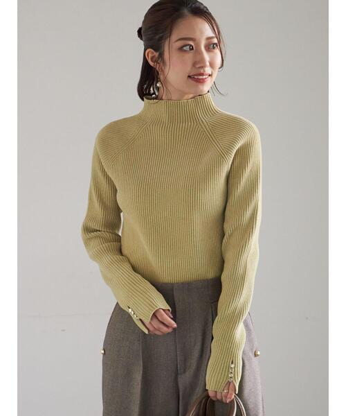 Te chichi（テチチ）の「モールリブスタンドネックニット（ニット/セーター・レディース・グリーン/チャコールグレー/オフホワイト・F）」の6枚目の写真