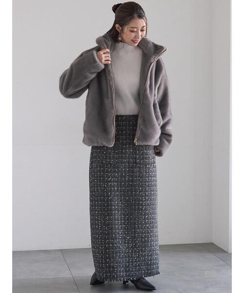 Te chichi（テチチ）の「モールリブスタンドネックニット（ニット/セーター・レディース・グリーン/チャコールグレー/オフホワイト・F）」の7枚目の写真