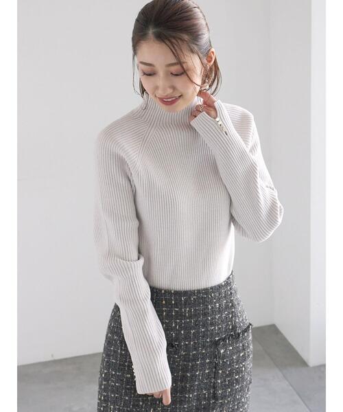 Te chichi（テチチ）の「モールリブスタンドネックニット（ニット/セーター・レディース・グリーン/チャコールグレー/オフホワイト・F）」の9枚目の写真