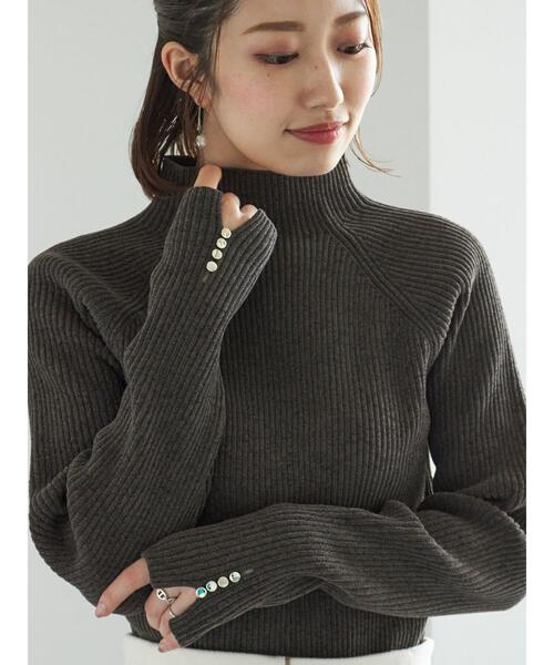 Te chichi（テチチ）の「モールリブスタンドネックニット（ニット/セーター・レディース・グリーン/チャコールグレー/オフホワイト・F）」の12枚目の写真