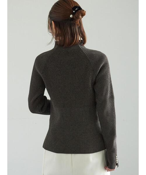 Te chichi（テチチ）の「モールリブスタンドネックニット（ニット/セーター・レディース・グリーン/チャコールグレー/オフホワイト・F）」の13枚目の写真