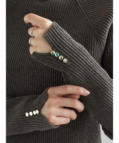 Te chichi（テチチ）の「モールリブスタンドネックニット（ニット/セーター・レディース・グリーン/チャコールグレー/オフホワイト・F）」の16枚目の写真